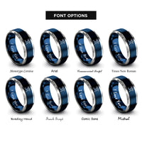 font options for inside engraving on blue & gray lunge barbell rings