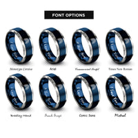 font options for inside engraving on blue & silver lungs rings