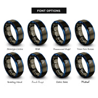 font options for inside engraving on gunmetal & blue lungs rings