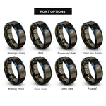 font options for inside engraving on gunmetal & blue lungs rings