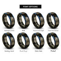 font options for inside engraving on gunmetal & blue lungs rings