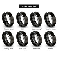 font options for inside engraving on black & gray lure hook rings