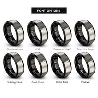 font options for inside engraving on black & silver lure hook rings