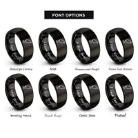 font options for inside engraving on black lure hook rings