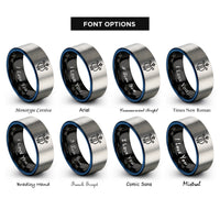 font options for inside engraving on black & blue & silver lyra rings