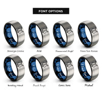 font options for inside engraving on black & blue & silver lyra rings