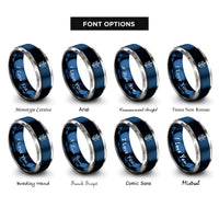 font options for inside engraving on blue & grey lyra rings