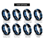 font options for inside engraving on blue & silver lyra rings
