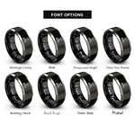 font options for inside engraving on black & gray lyre clip rings