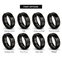 font options for inside engraving on black lyre clip rings