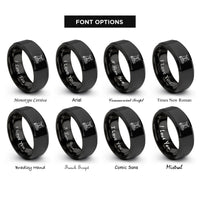 font options for inside engraving on black lyre clip rings