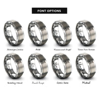 font options for inside engraving on grey lyre clip rings