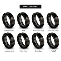 font options for inside engraving on black mabon oak leaves rings