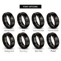 font options for inside engraving on black mabon oak leaves rings