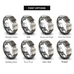 font options for inside engraving on silver mabon oak leaves rings