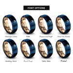 font options for inside engraving on blue & rose gold mac cheese cup rings