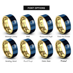 font options for inside engraving on gold & blue mac cheese cup rings