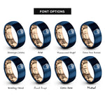 font options for inside engraving on rose gold & blue mac cheese cup rings