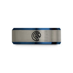 black & blue & gray tungsten macaw wedding band