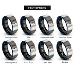 font options for inside engraving on black & blue & gray macaw rings