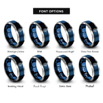 font options for inside engraving on blue & silver macaw rings