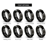 font options for inside engraving on black & grey mace rings