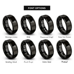 font options for inside engraving on black mace rings