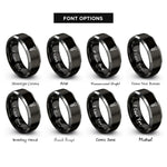 font options for inside engraving on black & silver machine screw rings