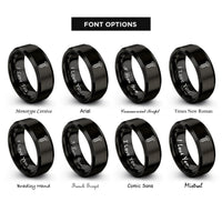 font options for inside engraving on black machine screw rings
