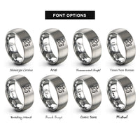 font options for inside engraving on grey machinist silhouette rings