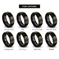 font options for inside engraving on gunmetal & black machinist silhouette rings