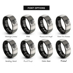 font options for inside engraving on black & grey machu picchu rings