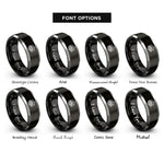 font options for inside engraving on black & gray machu picchu rings