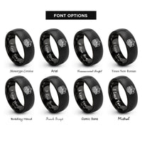 font options for inside engraving on black machu picchu rings