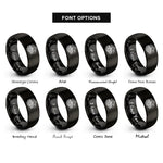 font options for inside engraving on black machu picchu rings