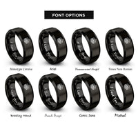 font options for inside engraving on black machu picchu rings