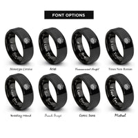 font options for inside engraving on black machu picchu rings