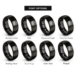 font options for inside engraving on black machu picchu stamp rings