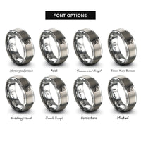font options for inside engraving on gray machu picchu stamp rings