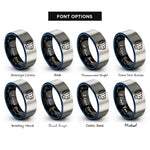 font options for inside engraving on black & blue & silver macro wet lens rings