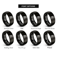 font options for inside engraving on black madeira rings