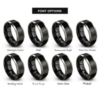 font options for inside engraving on black & silver magic square rings