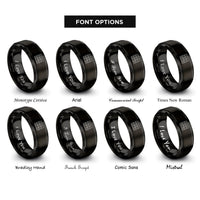 font options for inside engraving on black magic square rings