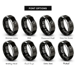 font options for inside engraving on black & silver magnet rings