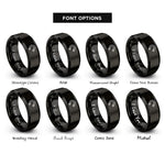font options for inside engraving on black magnet rings