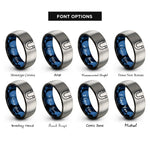font options for inside engraving on black & blue & silver magnet horseshoe rings