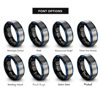 font options for inside engraving on black & blue & gray magnet horseshoe rings