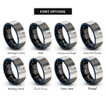 font options for inside engraving on black & blue & silver magnet horseshoe rings