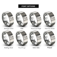 font options for inside engraving on grey magnet horseshoe rings