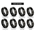 font options for inside engraving on black & grey magnetic north rings